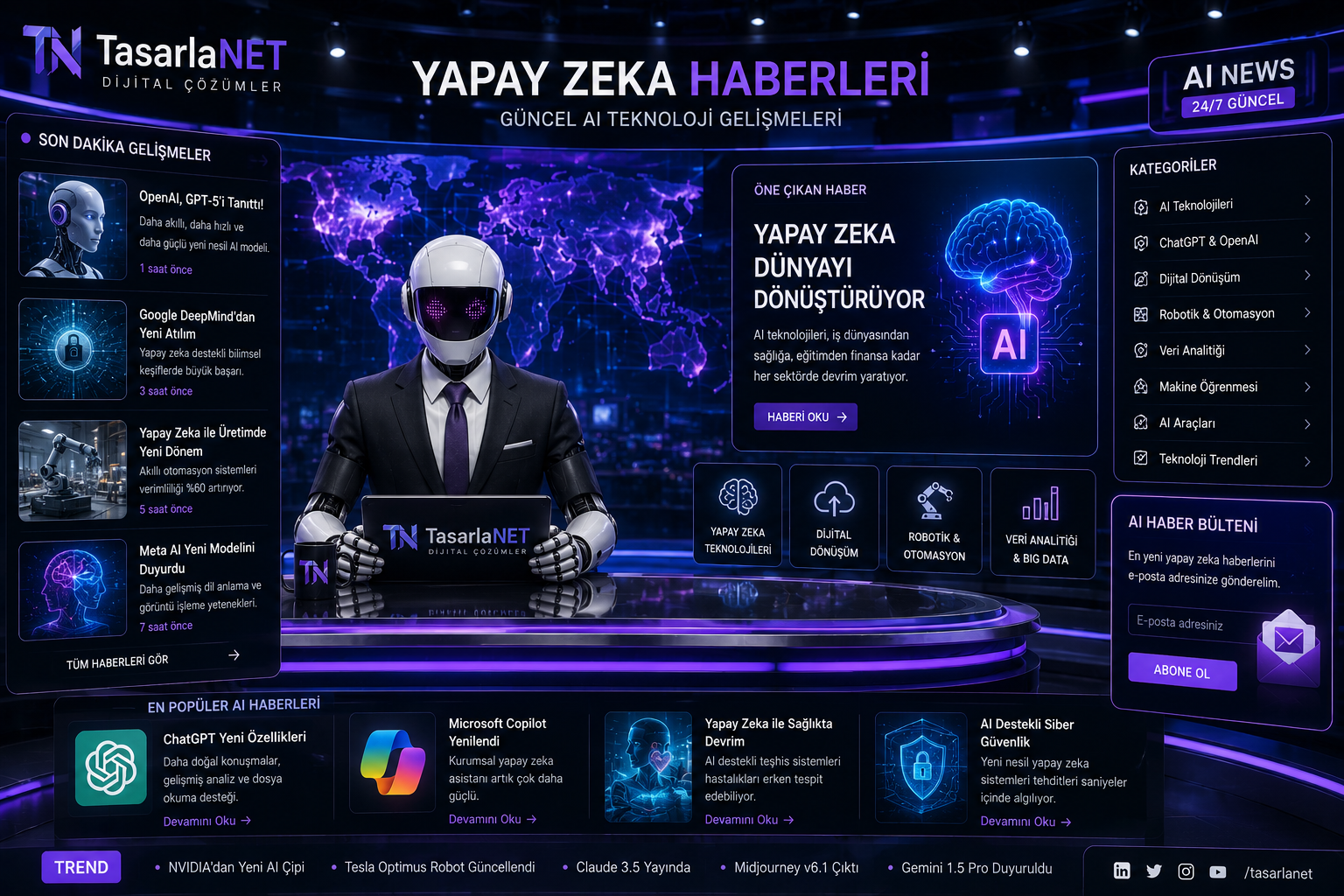 Yapay zeka dünyasındaki son gelişmeleri, yeni AI teknolojilerini ve sektöre yön veren yenilikleri takip ederek geleceğe bir adım önde hazırlanın.