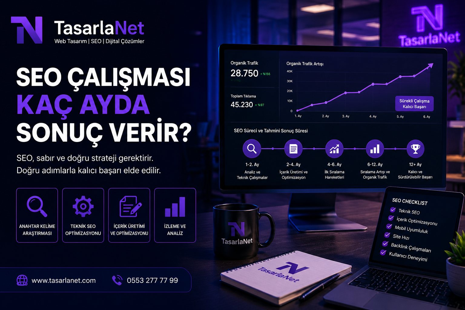 SEO çalışmaları sabır ve süreklilik gerektirir. Doğru stratejilerle web sitenizin görünürlüğünü artırabilir ve uzun vadede kalıcı sonuçlar elde edebilirsiniz.