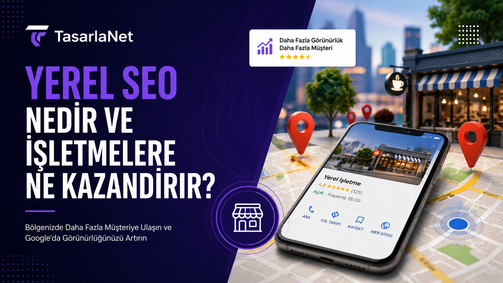 Yerel SEO çalışmaları ile Google Haritalar ve yerel arama sonuçlarında daha görünür olun, bölgenizdeki potansiyel müşterilere daha hızlı ulaşın.