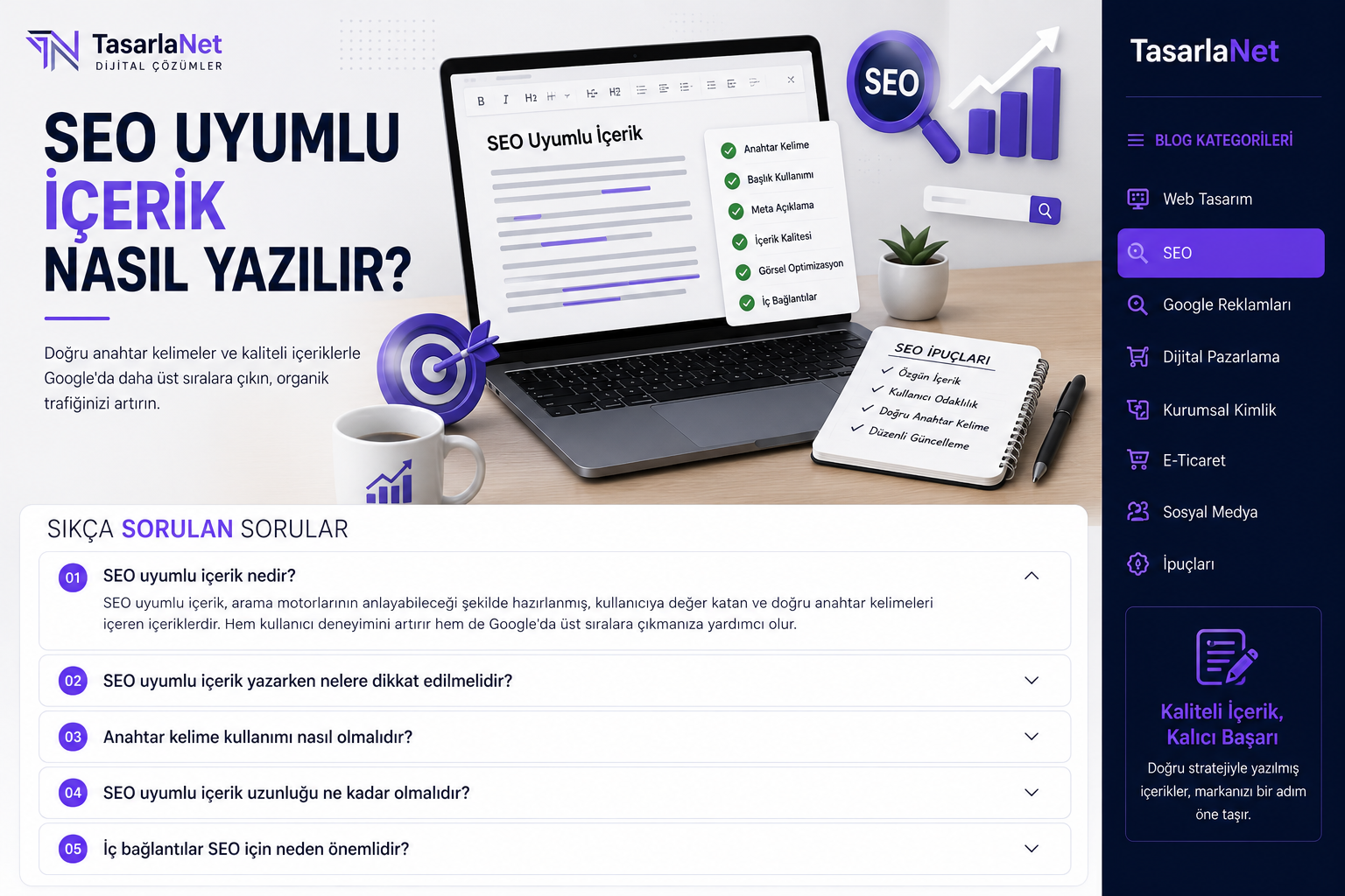 SEO uyumlu içerik yazımı ve dijital pazarlama görseli
