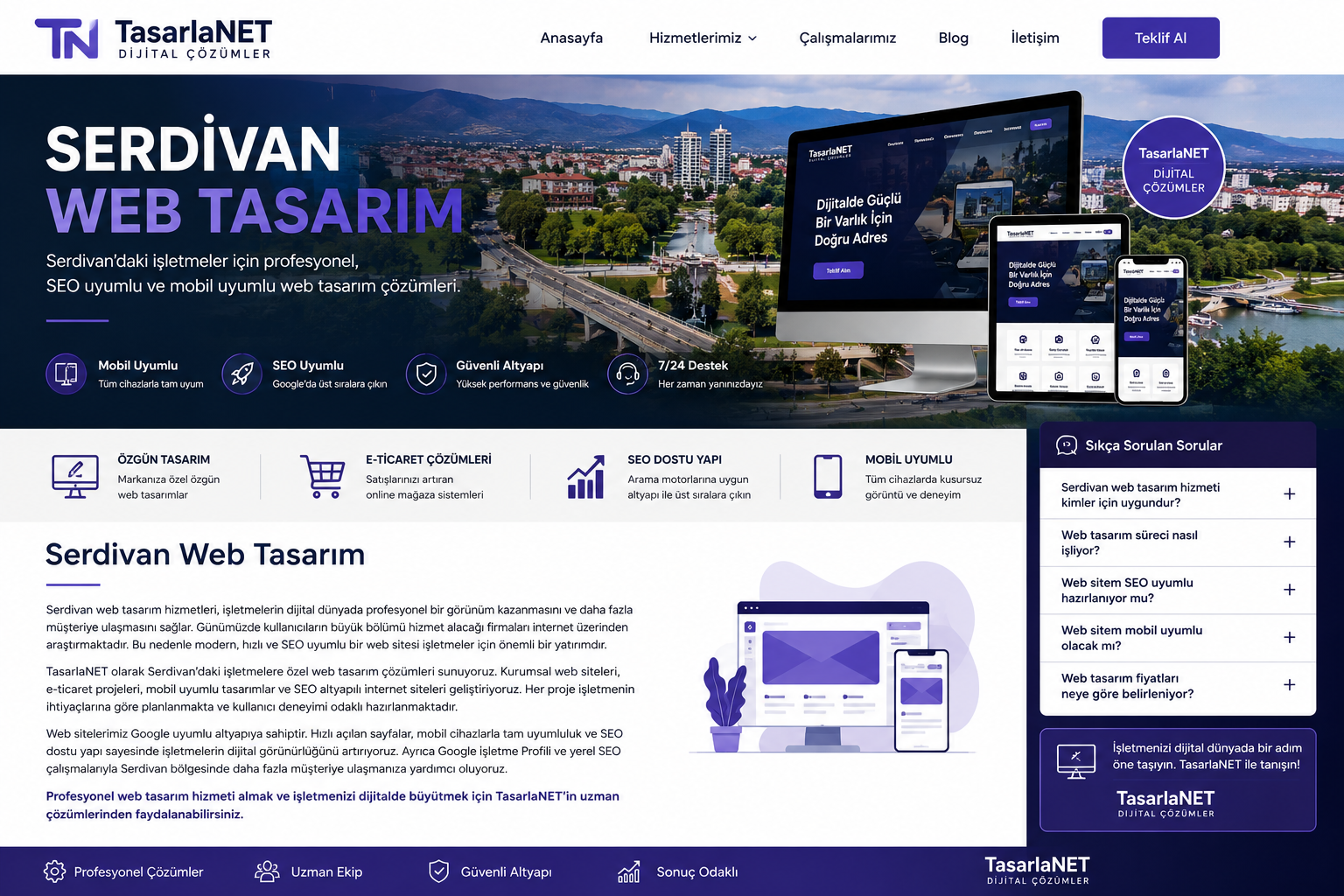 Serdivan'daki işletmeler için SEO uyumlu, mobil uyumlu ve profesyonel web tasarım çözümleri ile dijitalde öne çıkın.